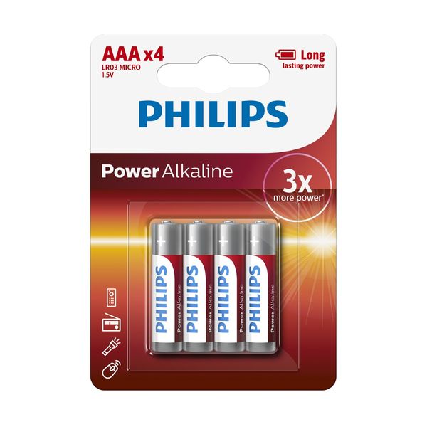 Philips Power Alkaline AAA (LR03P4B) 4τμχ Μπαταρίες Αλκαλικές