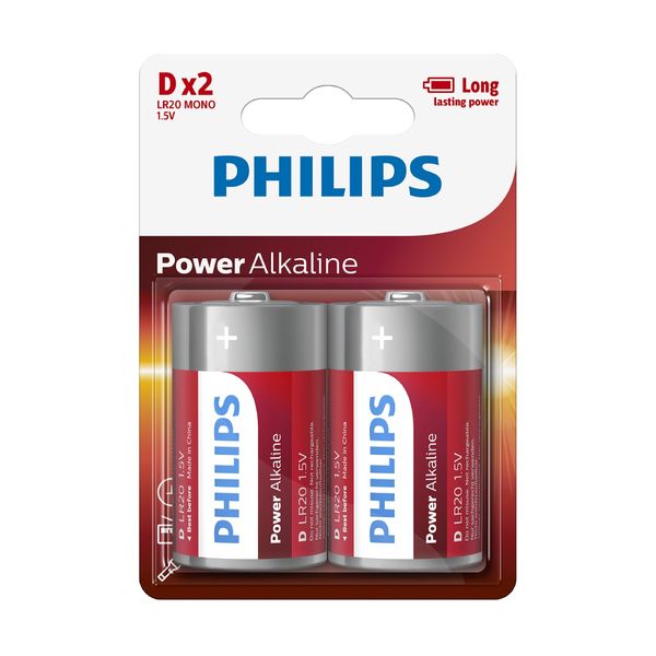 Philips Power Alkaline D (LR20P2B) 2τμχ Μπαταρίες Αλκαλικές