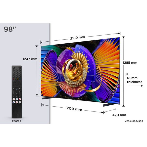 TCL SQD Mini LED 98C7L 98" Τηλεόραση Google TV 4K