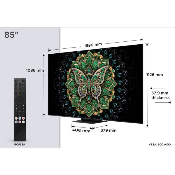 TCL QD Mini LED C6K Pro 85" Τηλεόραση Google TV 4K