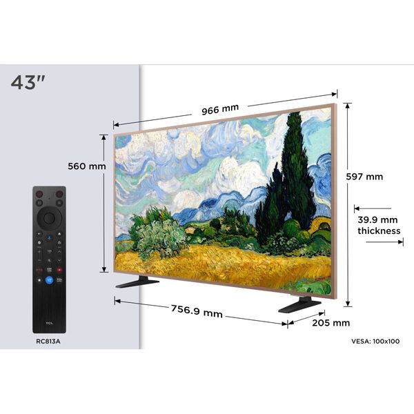 TCL QLED 43A400 Pro 43" Τηλεόραση 4K Google TV