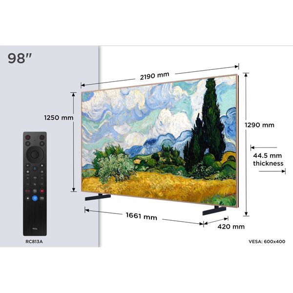 TCL Mini LED 98A400 Pro 98" Τηλεόραση Google TV 4K