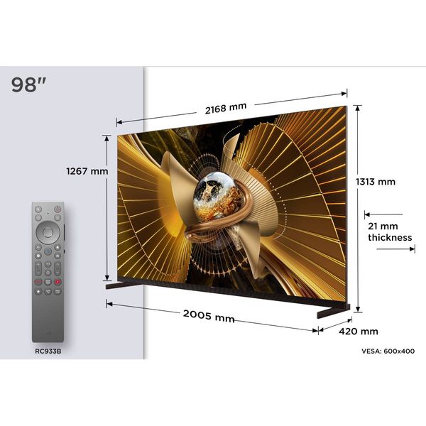 TCL SQD Mini LED 98X11L 98" Τηλεόραση 4K Google TV