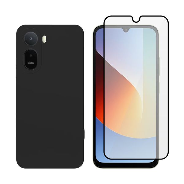 Redshield Redmi A7 Pro Silicone Case & Glass Black Σετ - Θήκη Κινητου & Προστατευτικό Οθόνης