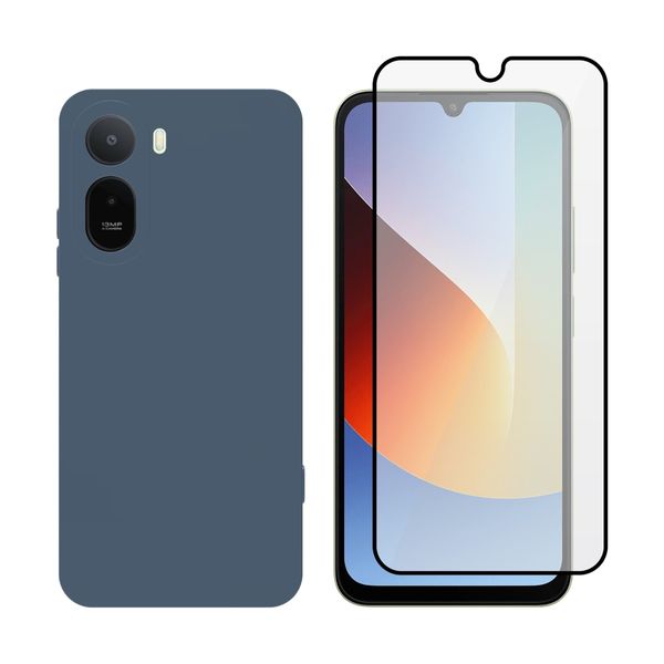 Redshield Redmi A7 Pro Silicone Case & Glass Blue Σετ - Θήκη Κινητου & Προστατευτικό Οθόνης