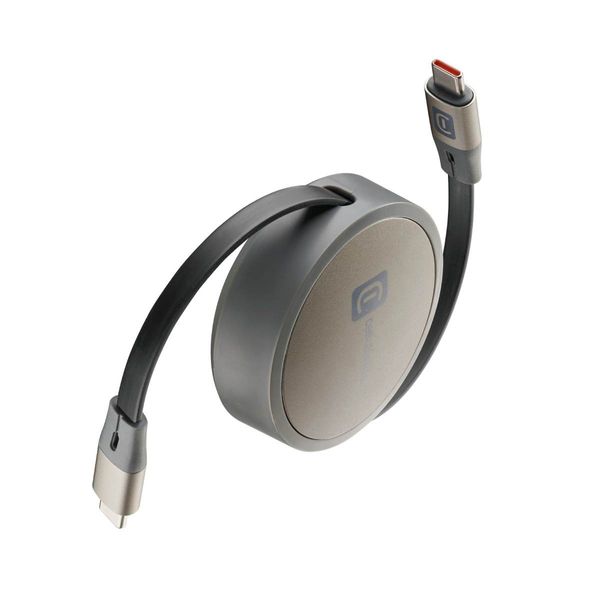 Cellular Line Retractable 100W Type-C 1m Black Καλώδιο Φόρτισης