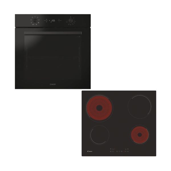Candy CA6 NP3T3HTB Black Φούρνος & CH64CCB/4U2 Κεραμική Εστία Set Εντοιχισμού