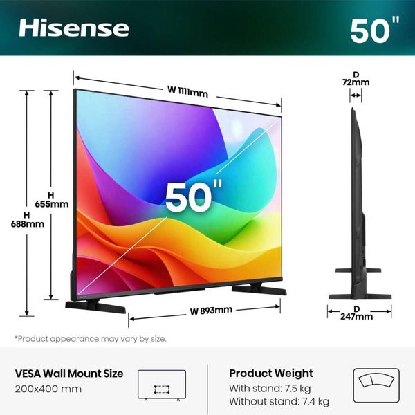 Hisense Hi-QLED 50A5S 50" Τηλεόραση Smart 4K