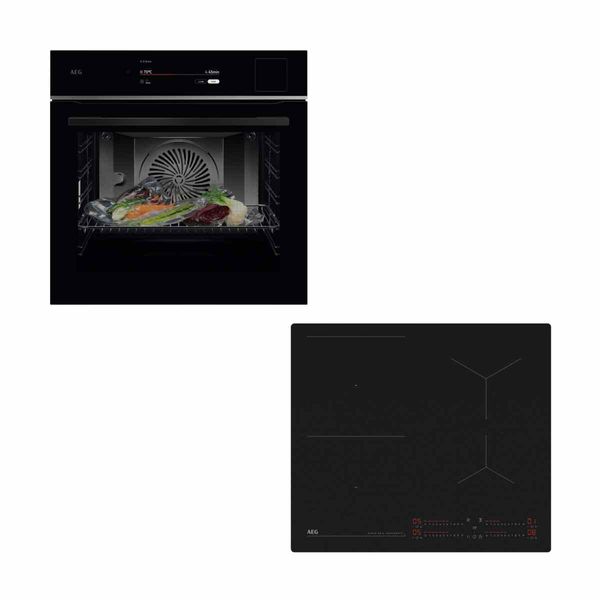 AEG TP9SB831AB Black Φούρνος & TI64IB10IZ Black Επαγωγική Εστία Set Εντοιχισμού