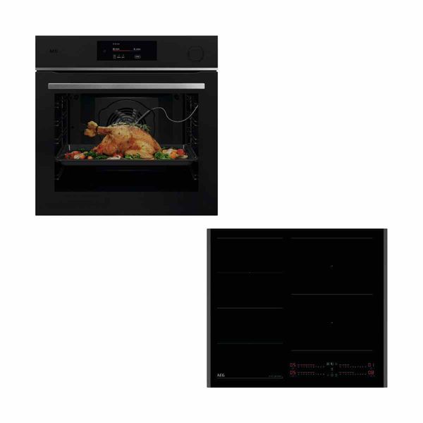 AEG TR7PB731ST Black Φούρνος & TI64IG00FB Επαγωγική Εστία Set Εντοιχισμού