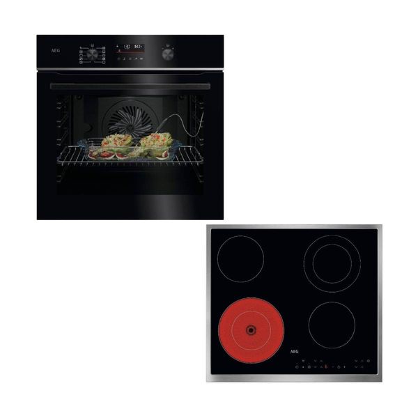 AEG 5000 SurroundCook Φούρνος & ORN64A02XB 6 Zones Κεραμική Εστία Set Εντοιχισμού