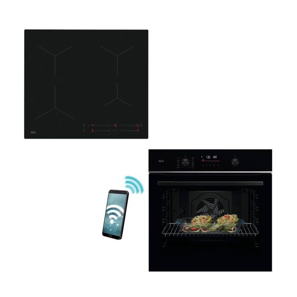 AEG TU5PB431SB Black Φούρνος & 5000 Induction TO64IA0AIT Saphir Matt SE 60cm Επαγωγική Εστία Set Εντοιχισμού