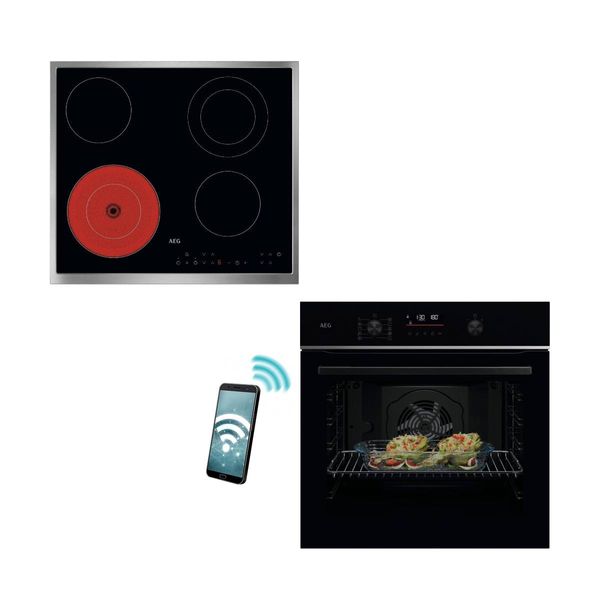 AEG TU5PB431SB Black Φούρνος & ORN64A02XB 6 Zones Κεραμική Εστία Set Εντοιχισμού