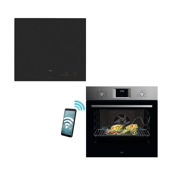 AEG OA5CB31SM Φούρνος & TM64IA00CL Matt Black Επαγωγική Εστία Set Εντοιχισμού