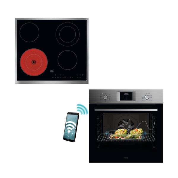 AEG OA5CB31SM Φούρνος & ORN64A02XB 6 Zones Κεραμική Εστία Set Εντοιχισμού