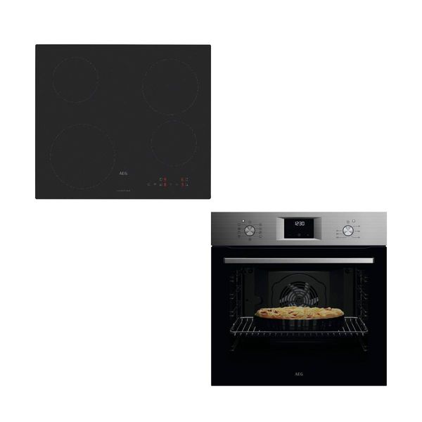 AEG OA5AB21SM Inox Φούρνος & TM64IA00CL Matt Black Επαγωγική Εστία Set Εντοιχισμού