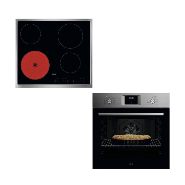 AEG OA5AB21SM Inox Φούρνος & TN64RA00XB 60cm Κεραμική Εστία Set Εντοιχισμού