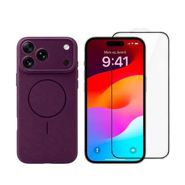Redshield iPhone 18 Pro Skin Feel Magsafe with ring stand & Full Face Cherry Red Σετ - Θήκη Κινητου & Προστατευτικό Οθόνης