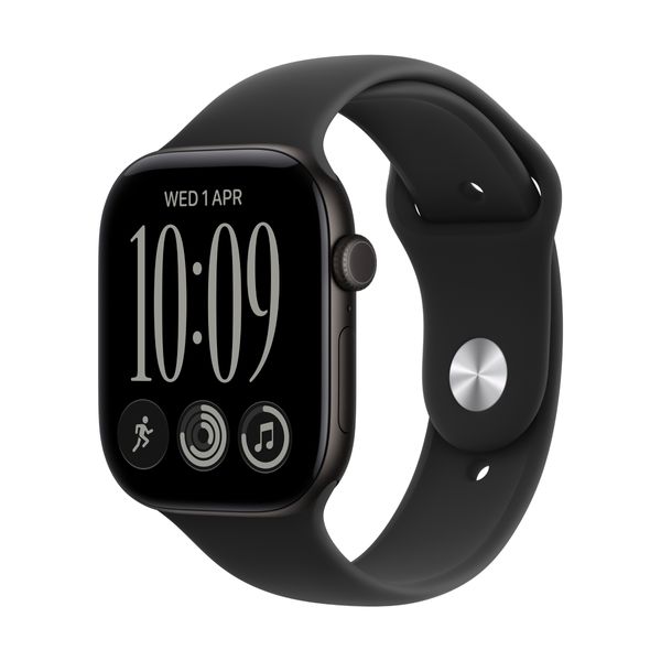 Apple Watch S12 GPS 46mm Black Aluminium Case Black Sport Band M/L SmartWatch
