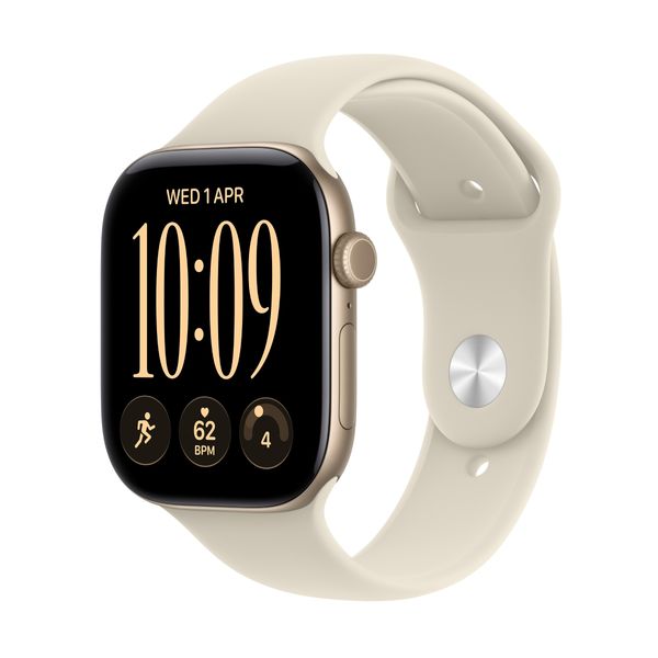 Apple Watch S12 GPS + Cellular 46mm Light Gold Aluminium Case Sand Sport Band S/M SmartWatch