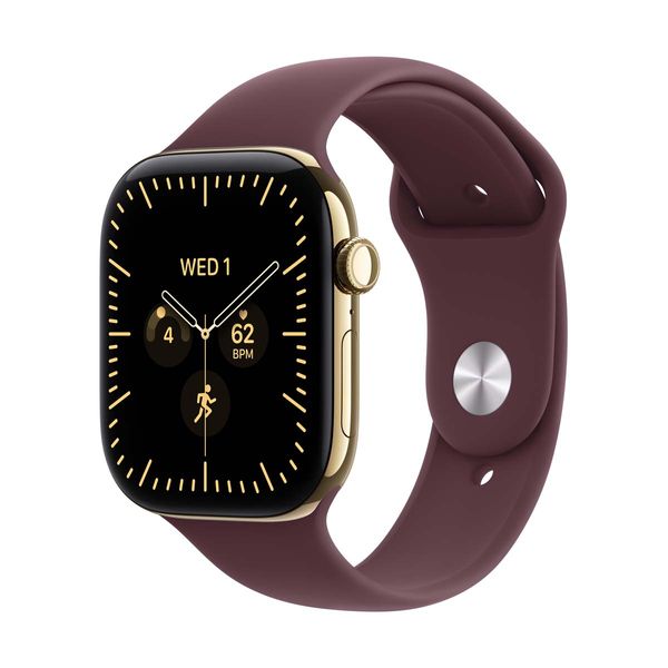 Apple Watch S12 GPS + Cellular 42mm Radiant Gold Titanium Case Burgundy Sport Band M/L SmartWatch