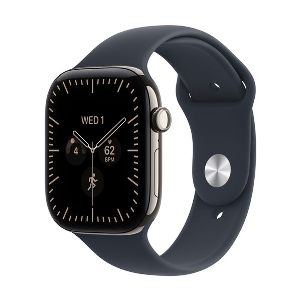 Apple Watch S12 GPS + Cellular 46mm Natural Titanium Case Navy Blue Sport Band S/M SmartWatch