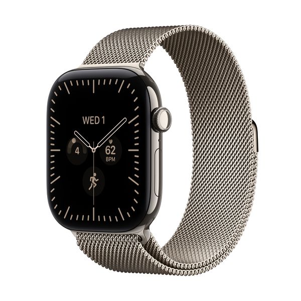 Apple Watch S12 GPS + Cellular 46mm Natural Titanium Case Natural Milanese Loop S/M SmartWatch