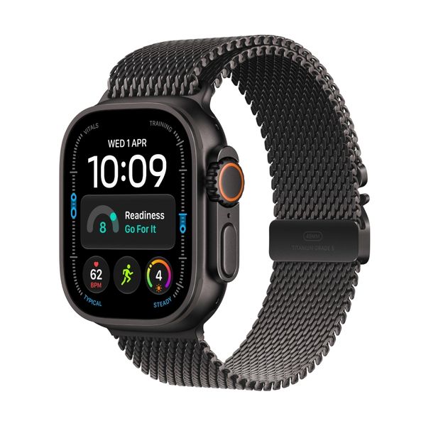 Apple Watch Ultra 4 GPS + Cellular 49mm Black Titanium Case Black Milanese Loop Large SmartWatch