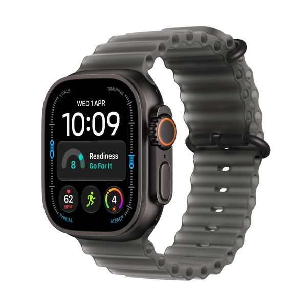 Apple Watch Ultra 4 GPS + Cellular 49mm Black Titanium Case Translucent Grey Ocean Band SmartWatch